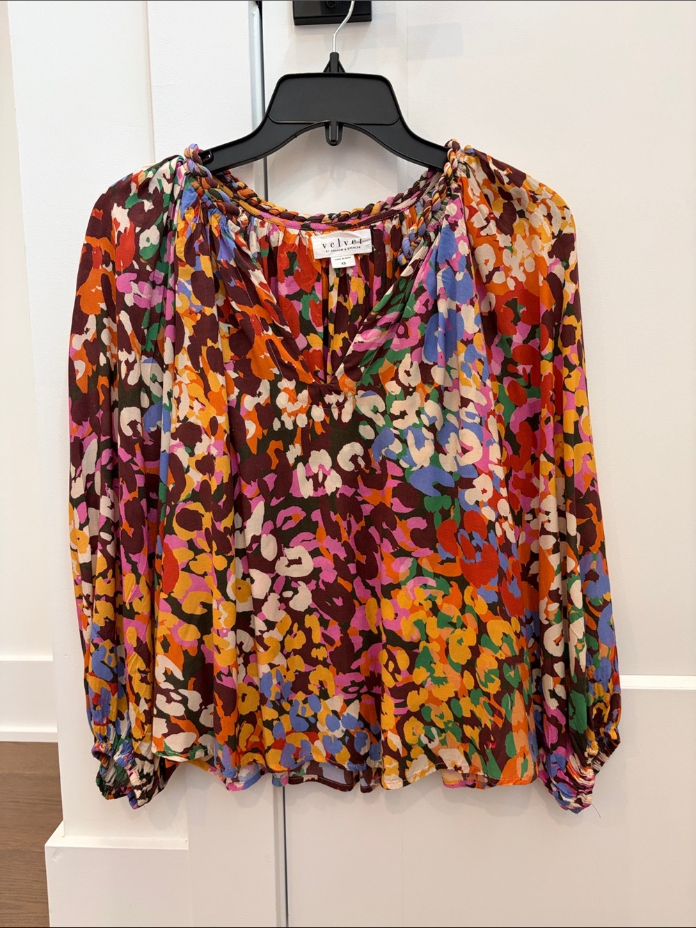 Velvet by Graham & Spencer Multicolor Floral Print Long Sleeve Blouse